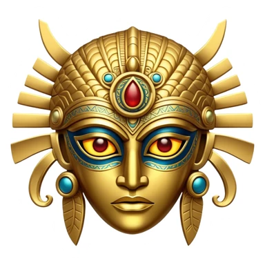 golden Anunnaki mask with glowing eyes sticker