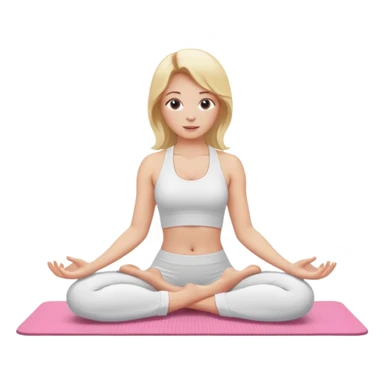 mulher fazendo yoga loira  com roupa branca e tapete rosa  sticker