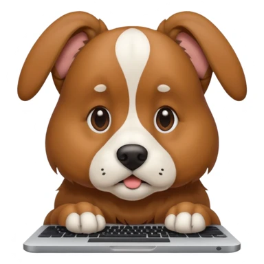 A dog on a computer sticker
