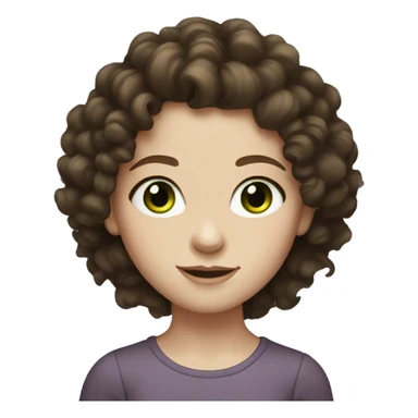 girl with pale skin green eyes dark brown curly hair and freckles sticker