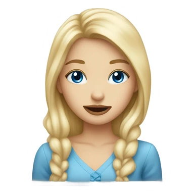 a blonde blue eyed girl sending a kiss sticker