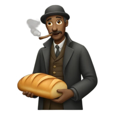 man with bread smoking a pipe sticker