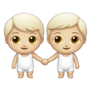 two white babies holding hands sticker