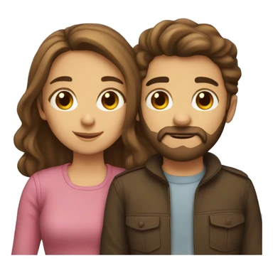 A girl with brown hair and a boy with brown hair and a beard kissing each other sticker