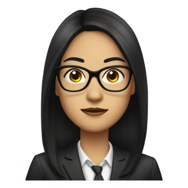 Female defense attorney with long black hair with glasses sticker