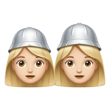 Two emojis one blonde and one brunette wearing tin foil hats sticker