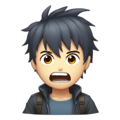 anime boy with angry face and angry teeth sticker