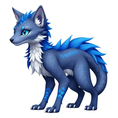 Kawaii dark edgy fantasy ethereal feline-vernid-sergal-fursona animal creature with a tufted tail full body with intricate markings  sticker