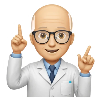 Nerd scientist emoji that with those 🤓👆🥼 but you have to make the head exactly like this 🤓without hair just yellow bald head like a normal emoji  sticker