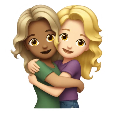 One girl withe brown wavy hair hugging another girl with blonde hair sticker
