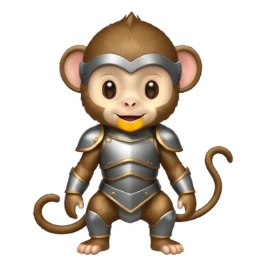 baby monkey in armor, full body, smile sticker