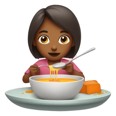 Girl eating soup sticker