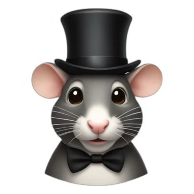 front facing rats face wearing a bowler hat sticker