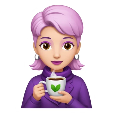Create 3D minimalist emoji in the style of Coffee Lover — a coffee shop and roastery brand.
Style: cozy, warm.
Colors — purple-pink range.
white barista with coffee
on the form it says "Coffee Lover" sticker