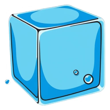 A shiny ice cube with small water droplets on the surface sticker