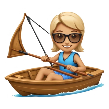My emoji character driving a bow rider boat sticker