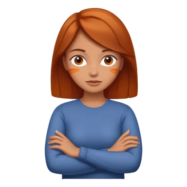 woman crossing her arms, orange skin, brown hair sticker