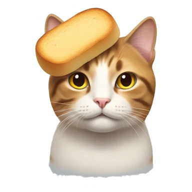 cat with a piece of bread on top of its head sticker