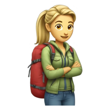 famale Backpackers with ponytail sticker