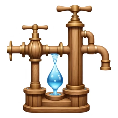 Ghibli style water pump with water pouring out of it sticker