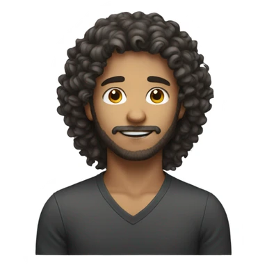 long hair curly head male sticker