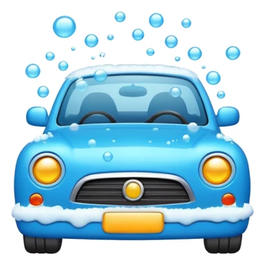 car wash emoji with car, foam and bubbles, animated and fun style sticker