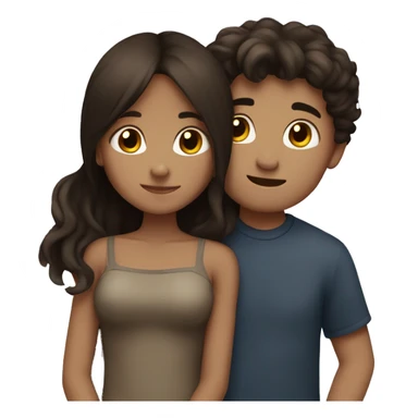 dark brown hair boy hugging dark brown hair girl sticker