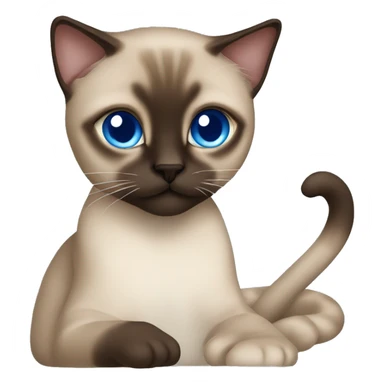 Siamese cat with blue eyes cuddling brown hair women  sticker