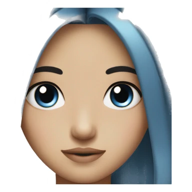 Girl with brown and blue hair with eyeliner like asian sticker