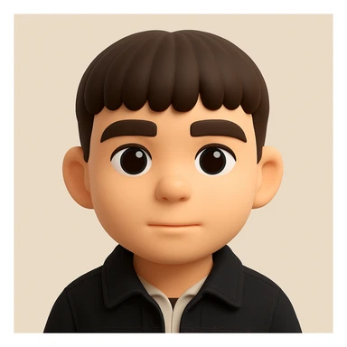 Create a plausible 3D emoji based on the provided photo. Preserve the facial details but remove any pimples and mustache. The character should be wearing a black denim jacket. The style should resemble Microsoft 3D emoji style, capturing the 3D look and feel accurately. sticker