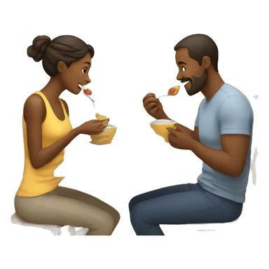 Two Parents are eating breakfast with their baby  sticker