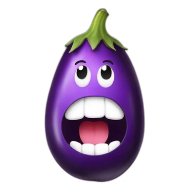 Eggplant in mouth with white blobs round mouth sticker