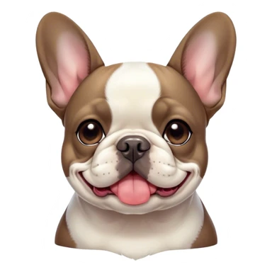 Meme-Worthy Cute Sleeping Pied French Bulldog Portrait Emoji, Head resting peacefully with a gentle, contented smile and eyes softly closed in serene repose, showcasing a distinctive pied fur of contrasting hues and a lovable, relaxed expression, simplified yet irresistibly adorable, highly detailed, glowing with a soft, drowsy radiance, high shine, exuding calm, endearing charm, styled with a gentle, soft glowing outline, capturing the essence of a sleeping Pied French Bulldog that appears destined to be the next viral symbol of adorable, sleepy delight! sticker