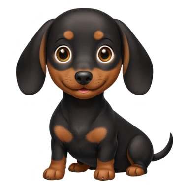 Black miniature Daschund looking happy sticker