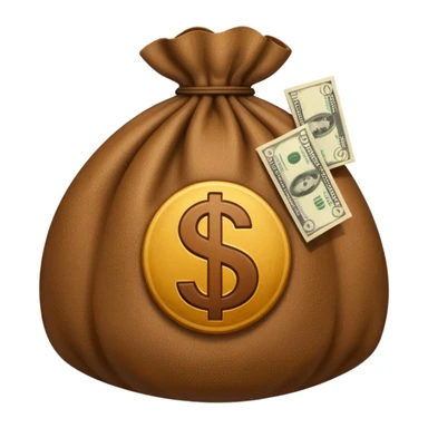 money bag featuring a large ₸ sign in the middle sticker