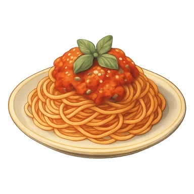 ghibli style spaghetti with rich colors and soft shading sticker
