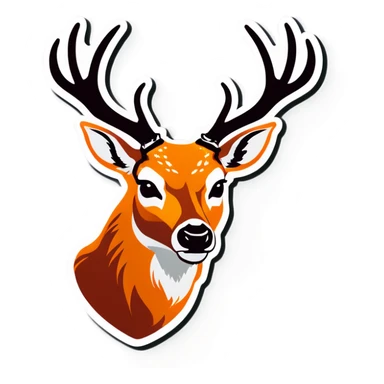 Deer head with a rifle  sticker