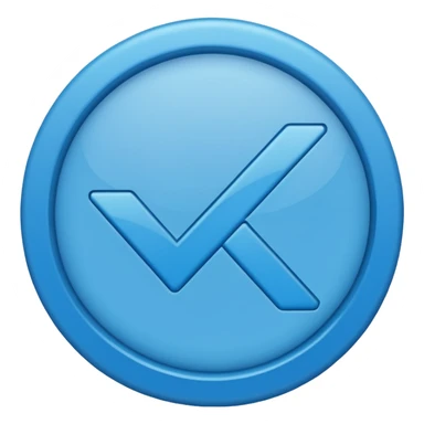 A check mark in a completely blue circle like a max sticker