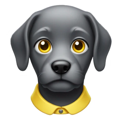 Dark grey vat with yellow eyes and a pink collar sticker