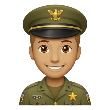 neutral emoji wearing the U.S. army AGSU sticker