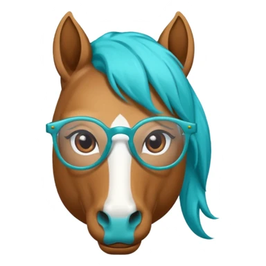 horse head with turquoise hair and glasses sticker