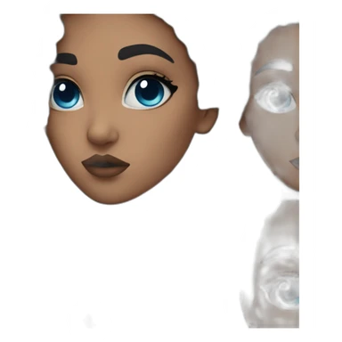 a woman with curly black hair and blue eyeliner sticker