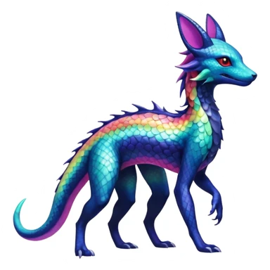 Rainbow Scaley Exotic Salandit-Aurorus-Umbreon-Suicune-Fakémon-hybrid-creature (full body), 4 legs sticker