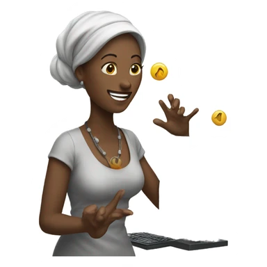 woman juggling computers sticker