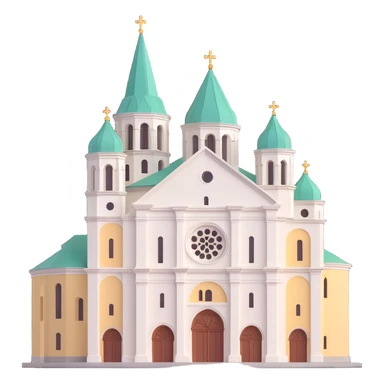 Realistic 3D Discord role icon of Vilnius Cathedral, Lithuania, showing only the cathedral’s structure, no national symbols, simple neutral background sticker