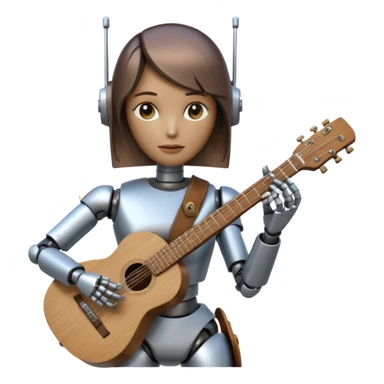 a robot carry her note and guitar and try to change the world sticker