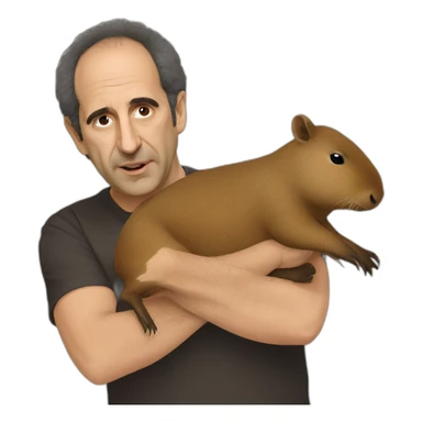 Armando Iannucci fighting a capybara sticker