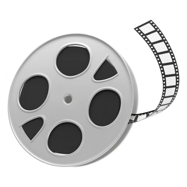 35mm movie film reel with a snippet of film sticking sticker