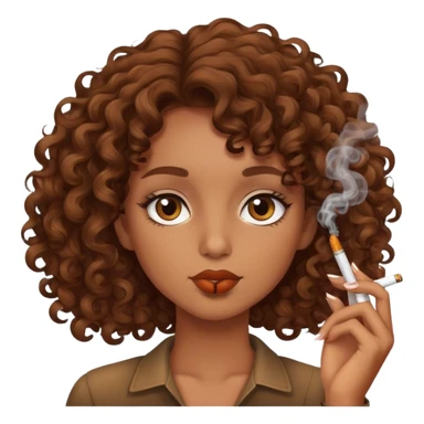 brown skinned girl with brown curly hair smoking a cigarette  sticker