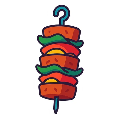 kebab, cartoon style, vibrant colors, no text sticker
